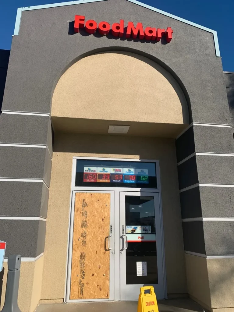 FoodMart lottery numbers boarded up